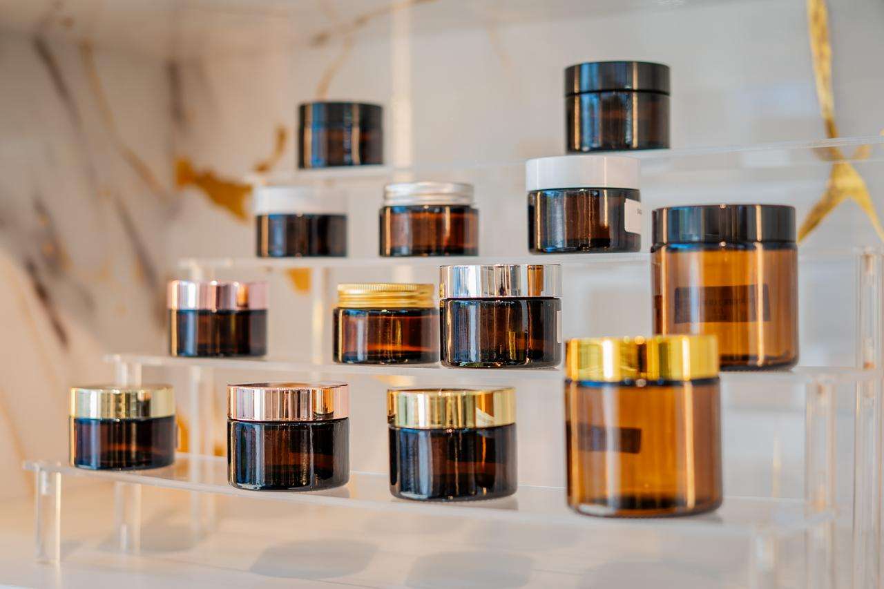Glass Cosmetic Jars Amber