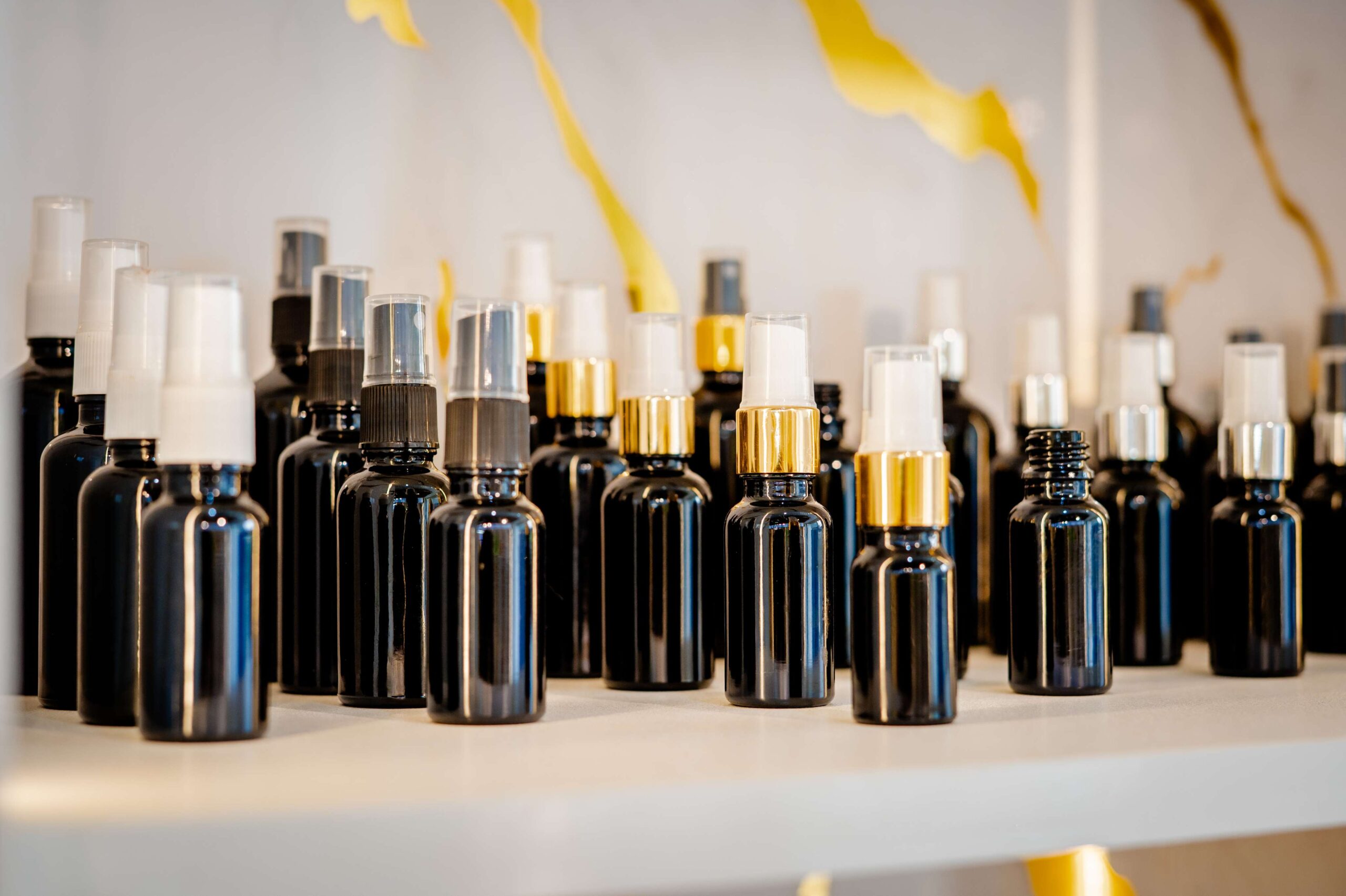 Spray Dropper Bottles Black Shine